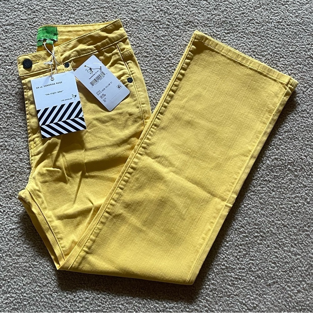 NWT Free People SR vs Sandrine Rose Virgin Label Yellow Relax Straight Fit Jeans